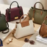 Modern collection of chic leather handbags and fashion accessories arranged for a style blog featured image.