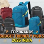 Top brands budget friendly backpacks in India 2026 showcasing affordable travel and college bags like Safari, Boldfit, Wildcraft, and Wesley.