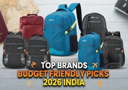 Top brands budget friendly backpacks in India 2026 showcasing affordable travel and college bags like Safari, Boldfit, Wildcraft, and Wesley.