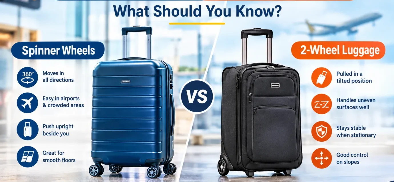 Spinner wheels vs 2-wheel luggage comparison for travellers