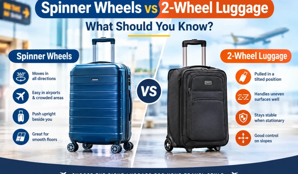 Spinner Wheels vs 2-Wheel Luggage: Which Is Better for Travel? Spinner wheels vs 2-wheel luggage comparison for travellers
